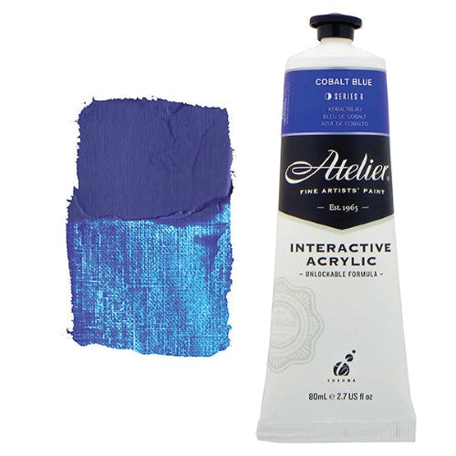 Atelier 80ml Cobalt Blue Acrylic Paint, vibrant and versatile for blending and fast drying, perfect for all artistic techniques.