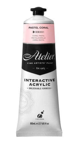 ATELIER 80ml PASTEL CORAL acrylic paint, ideal for versatile techniques and smooth applications in a soft coral hue.