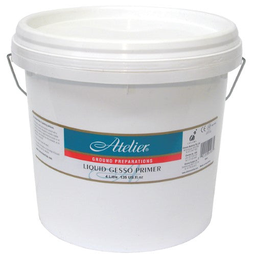 High-quality 4-litre gesso primer for artists, enhancing acrylic paint performance with a smooth, even texture.