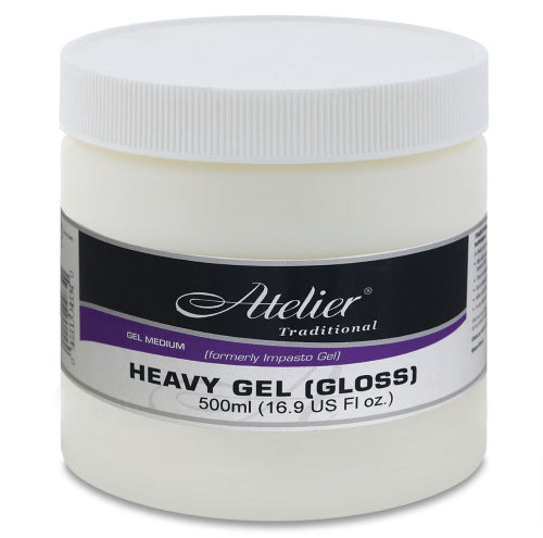 Premium 500ml Atelier Heavy Gel acrylic paint in glossy finish for vibrant textures and controlled drying in mixed media art.