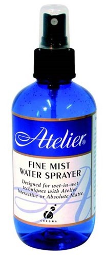 Fine mist water sprayer designed for Atelier Interactive acrylic paint, enhancing blending and controlled drying for artists.