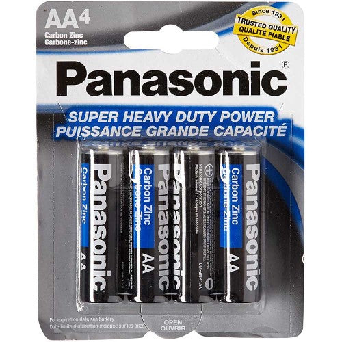 Panasonic AA Batteries 4-pack in blue, designed for reliable power for household gadgets and electronics.