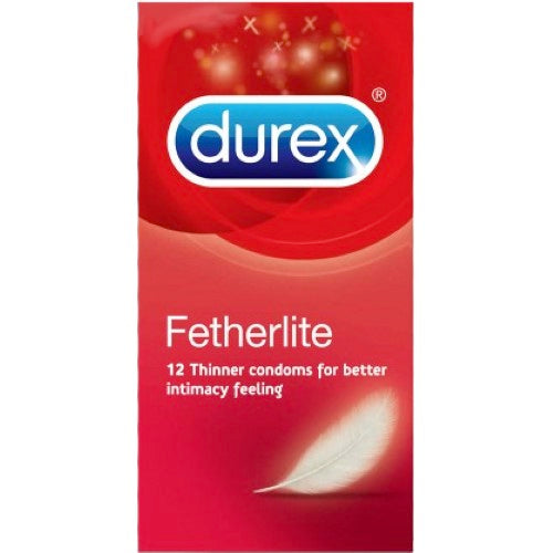 Ultra-thin Durex Featherlite condoms in a pack of 12 offer comfort and a natural feel for enhanced intimacy.