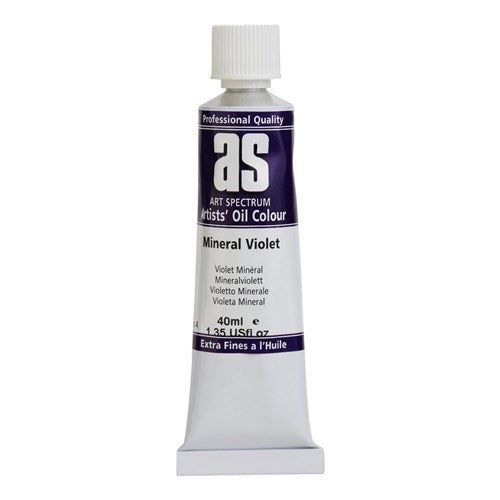 Artist Oil Paint tube in Mineral Violet, 40ml, showcasing vibrant color, lightfastness, and versatile mixing options.