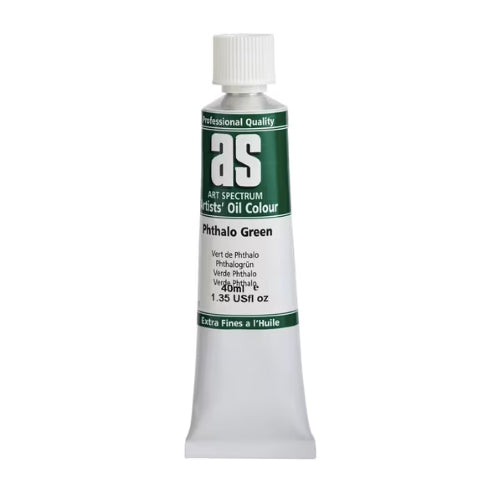 Artist Oil Paint tube in Phthalo Green, 40ml, featuring rich pigments for vibrant, long-lasting artwork and excellent blending.