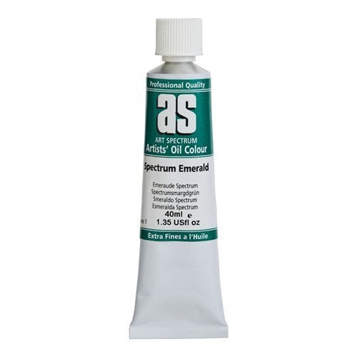 Artist Oil Paint 40ml in S1 Spec Emerald, featuring vibrant pigment, smooth application, and lightfast durability for artists.
