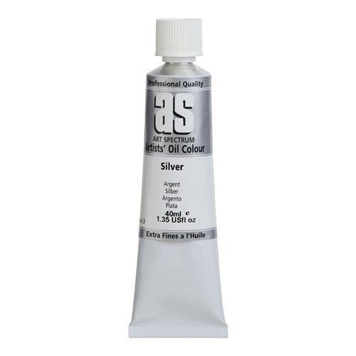 Artist Oil Paint 40ml tube in S3 Silver for vibrant, lightfast artwork, ideal for mixing and blending in any creative project.