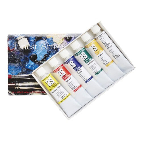 Artist Oil Paint Set with 6 x 40ml tubes in vibrant colors, perfect for artists seeking quality, durability, and rich textures.