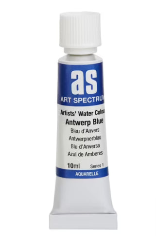Antwerp Blue watercolour paint in a 10ml tube, featuring lightfast pigments for vibrant, lasting artwork.