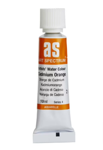 Vibrant 10ml Cadmium Orange watercolor paint, lightfast and perfect for mixing, ideal for artists enhancing their palette.