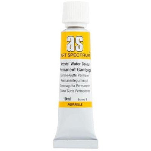 Vibrant 10ml tube of Art Spectrum Permanent Gamboge watercolour paint, featuring lightfast pigments for lasting brilliance.