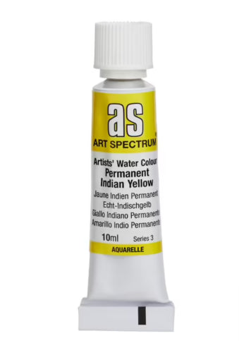 Art Spectrum's 10ml Permanent Indian Yellow watercolour paint, featuring lightfast pigments for vibrant, durable artworks.