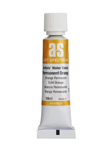 Art Spectrum 10mL S3 Permanent Orange watercolour paint tube, featuring lightfast pigments for vibrant, long-lasting artworks.