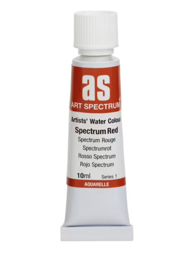 Art Spectrum 10ml Spectrum Red watercolour paint tube, featuring lightfast pigments for vibrant, long-lasting artwork.