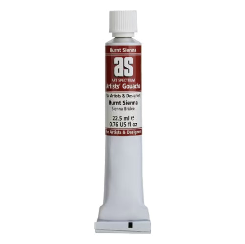 Rich burnt sienna gouache in a 22.5 mL tube, ideal for vibrant landscapes and mixed media artistry.