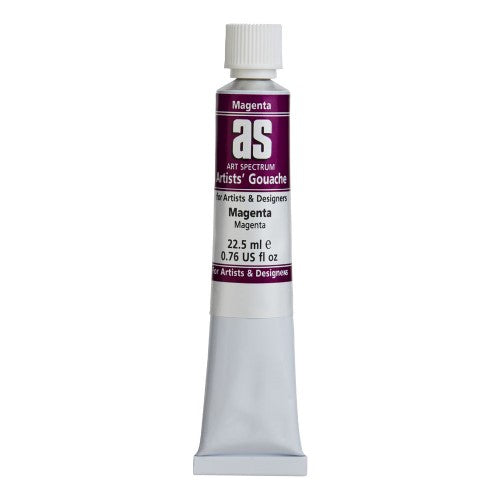 Vibrant Magenta gouache paint in a 22.5ml tube, ideal for detailed artwork on various surfaces with a matte finish.