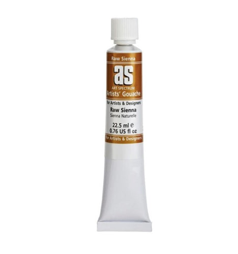 Art Spectrum As Gouache in Raw Sienna, 22.5mL tube showcasing high pigmentation and a velvety matte finish for versatile painting.
