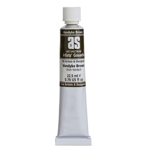 Premium 22.5mL Van Dyke Brown gouache with high pigmentation for vibrant colors and smooth blending in various techniques.