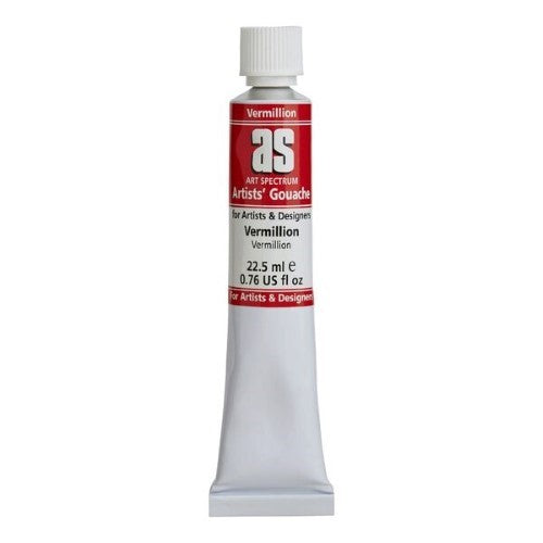 Vibrant Art Spectrum Gouache in 22.5 mL Vermillion, ideal for bold colors and detailed painting on various surfaces.