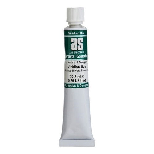 Art Spectrum As Gouache in Viridian, 22.5ml tube, featuring vibrant pigmentation for detailed painting and fast drying finish.