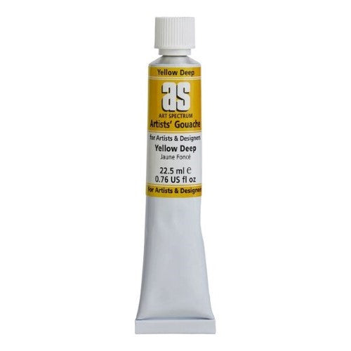 Art Spectrum As Gouache in vibrant Yellow, a 22.5 mL water-based paint suitable for detailed and versatile artistic techniques.