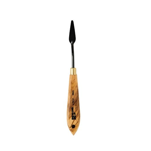 As Painting Knife 1090 with a flexible carbon steel blade and ergonomic olive wood handle for precision painting and mixing.