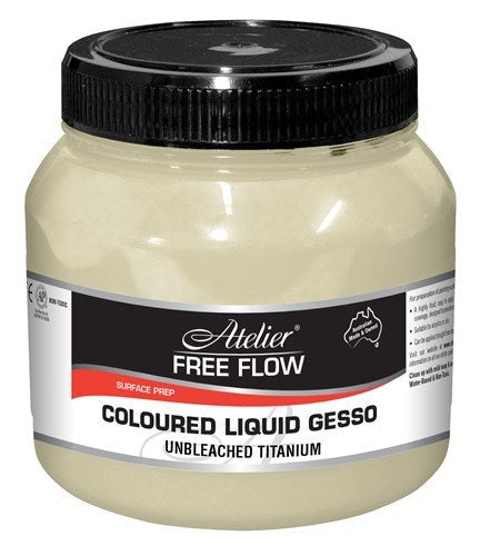 Acrylic paint gesso in unbleached titanium, perfect for textured surfaces and versatile for acrylic and oil painting.