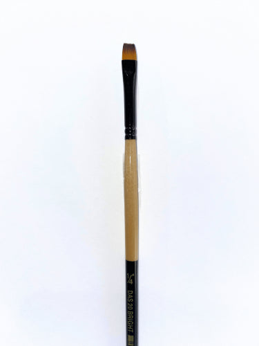 Artist Brush - Das 20b Synthetic Bright 1/4" with golden nylon bristles, ideal for precision in acrylic, watercolor, and oil painting.