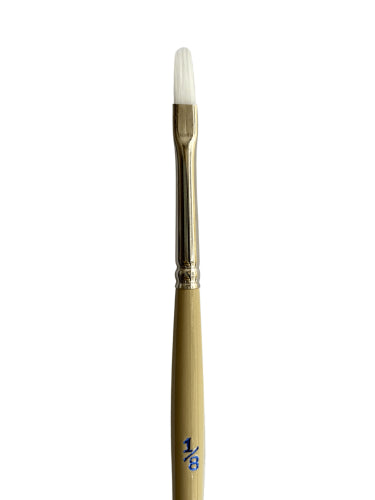 Alt text: "Artist Brush S9870 - 1/8” White Taklon Filbert Rake for watercolor and acrylic, featuring durable, innovative bristles."