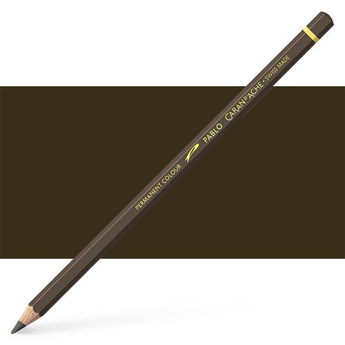 Premium Caran d'Ache Pablo Raw Umber (3) artist pencil with 3.8 mm lead, ideal for detailed sketches and vibrant drawings.