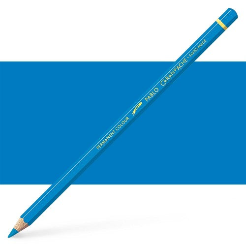 Caran d'Ache Pablo Sky Blue (3) artist pencils, featuring durable 3.8 mm leads for vibrant color mixing and shading.