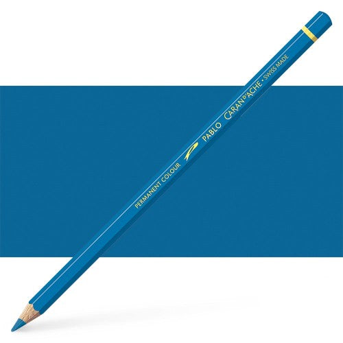 Caran d'Ache Pablo Marine Blue artist pencil, 3.8 mm lead, vibrant color for blending and shading, eco-friendly Swiss made.