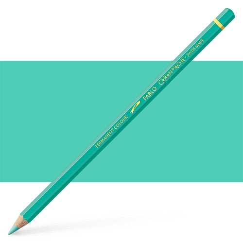 Caran d'Ache Pablo Jade Green artist pencil, showcasing vibrant color and precision for detailed artwork and shading techniques.