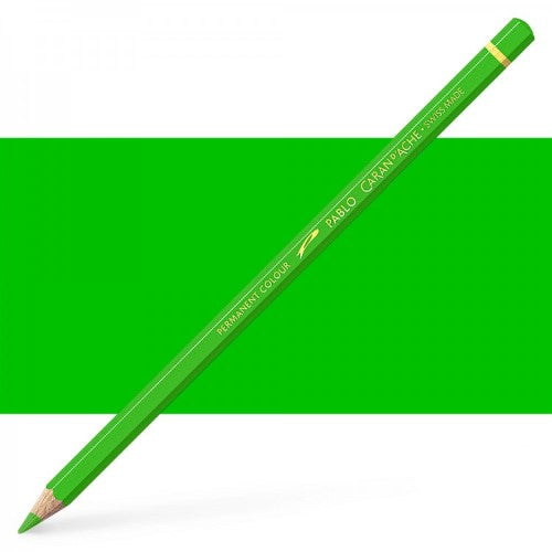 Vibrant Caran d'Ache Pablo Yellow Green (3) artist pencil, featuring smooth, high-coverage lead ideal for realistic drawing.