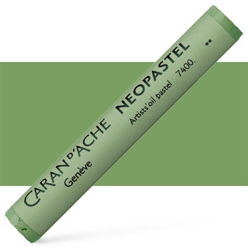 Set of 3 Caran D’ache Neopastel oil pastels in Khaki Green, featuring soft texture and vibrant color for versatile artistic techniques.