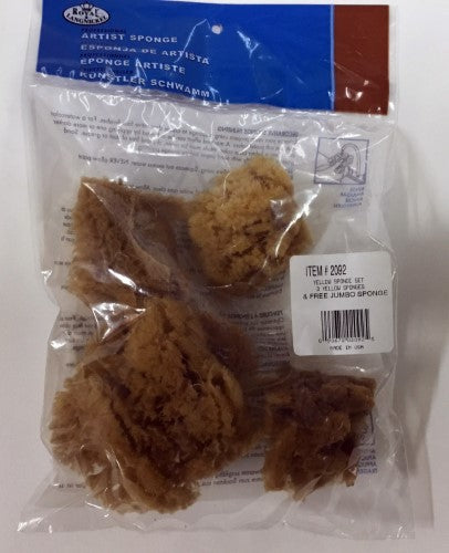 Set of Royal Yellow Artist Sponges, featuring three small and one jumbo natural sponge for versatile painting techniques.