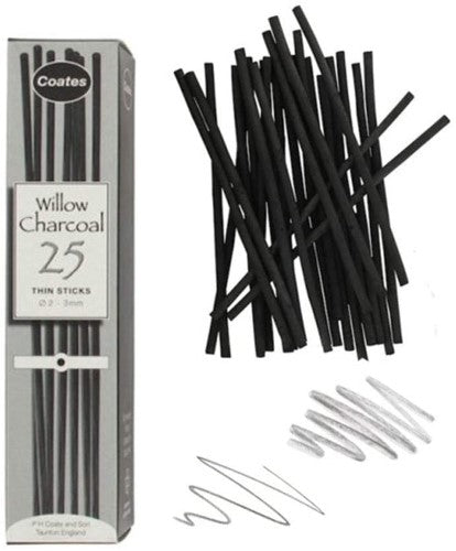 Artist Charcoal - Coates Willow Charcoal Thin (2-3mm) (25