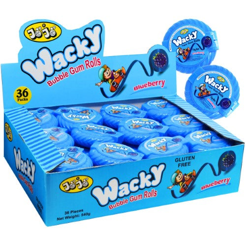 Wacky Blueberry Gum Rolls 15g ( 36 Pack )