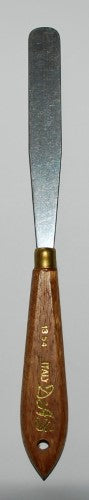 Das 1354 Palette Knife with cranked handle for precise paint application, made from durable spring steel in Italy.