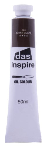 Burnt Umber Oil Paint in a 50ml tube, featuring rich pigmentation and smooth consistency for versatile art creation.