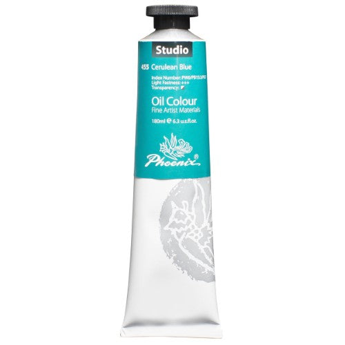 Vibrant cerulean blue oil paint in 170ml, perfect for artists of all levels, offering smooth application and excellent blending.