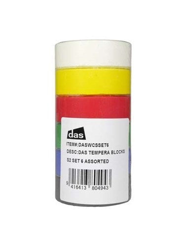 Vibrant Das Tempera Blocks S2 Set with 6 assorted colors, ideal for mess-free artistic projects for all ages.
