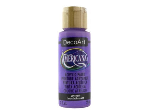 Americana Acrylic 2oz in Lavender, a vibrant all-purpose paint, ideal for blending on various surfaces with a matte finish.
