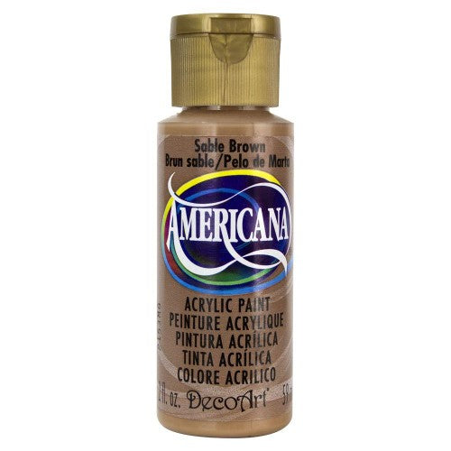 Premium 2oz Americana Acrylic paint in Sable Brown, ideal for vibrant art and crafts on various surfaces.