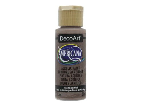 Acrylic paint in Mississippi Mud color, ideal for versatile artistic projects with smooth texture and durable matte finish.