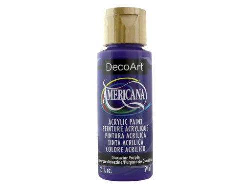 Americana Acrylic 2oz Dioxazine Purple paint, vibrant and versatile for various surfaces with a durable matte finish.