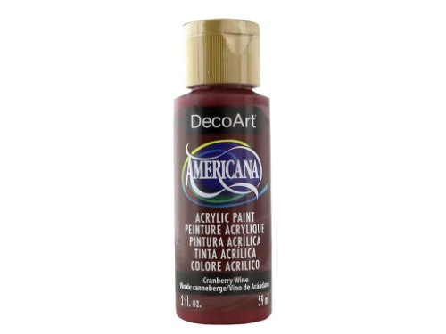 Americana Acrylic 2oz Cranberry Wine paint in a versatile matte finish, perfect for various surfaces and creative projects.