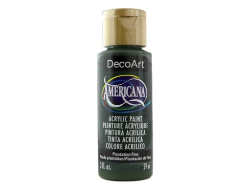 Americana Acrylic Paint in Plantation Pine, a versatile, fast-drying 2oz paint ideal for various surfaces and artistic projects.
