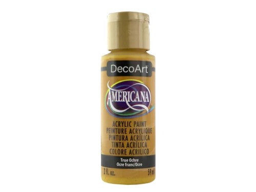 Vibrant Americana Acrylic 2oz in True Ochre, perfect for versatile art projects and crafts with a durable matte finish.