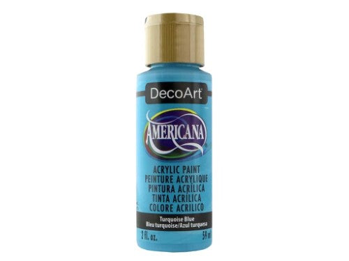 Vibrant Americana Acrylic 2oz in Turquoise Blue, perfect for various surfaces and artistic projects.